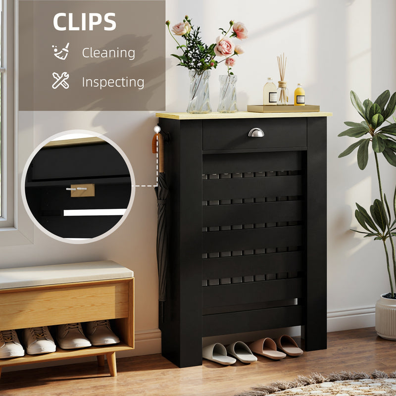 Radiator Cover with Storage Drawer for Safe Hallway Heating Black Wood Effect Homcom