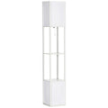 Tall Floor Lamp With 3 Tier Shelving Unit for Living Room or Bedroom Storage, White