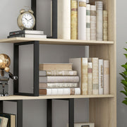 HOMCOM 5-Tier Bookcase, Wooden Ladder Bookshelf Display Stand, Oak AOSOM