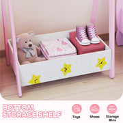Kids Clothing Rail with Hangers and Storage Shelf Star Design for Bedroom Ages 3 to 6 Pink AOSOM