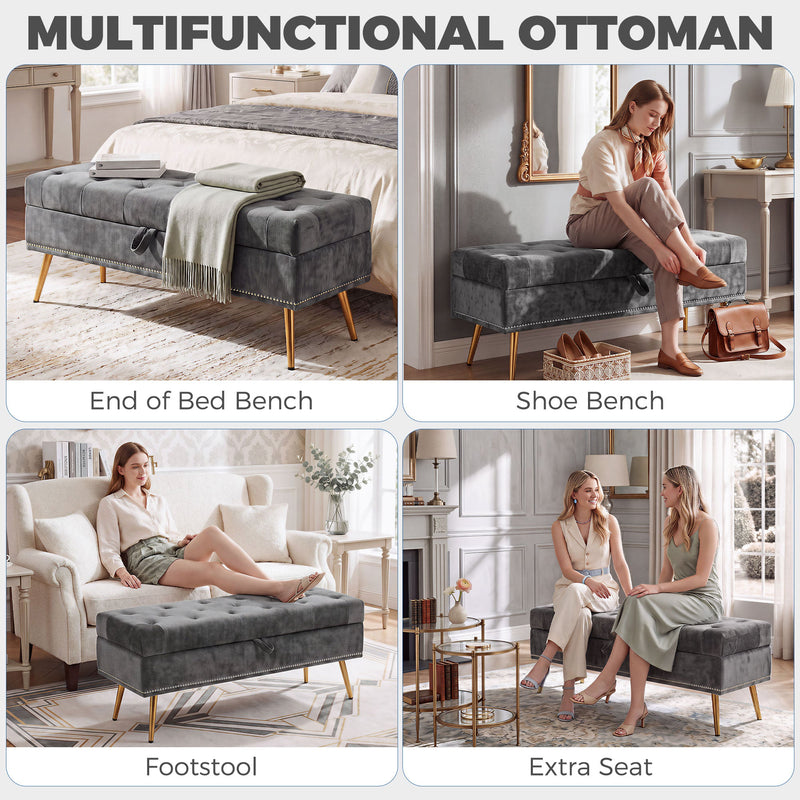 Ottoman storage bench - Grey