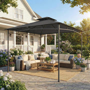 3x3m Metal Garden Gazebo with Weatherproof Canopy for Outdoor Dining and Gatherings, Dark Grey Outsunny