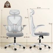 Ergonomic Office Chair With Adjustable Headrest And Foldable Backrest For Home Work Light Grey AOSOM