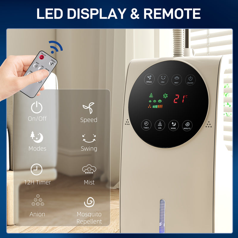 Standing Fan With Misting System and Remote Control for Cool Bug-Free Home White AOSOM