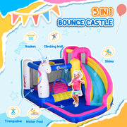 5 in 1 Kids Bouncy Castle with Slide and Blower for Outdoor Play Ages 3 to 8 Multicoloured AOSOM
