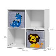 Kids Toy Storage Unit with Two Fabric Drawers Ideal for Organising Bedroom White AOSOM