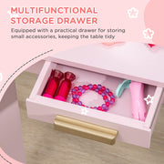 Kids Vanity Dressing Table Set with Mirror and Storage Drawer for Bedroom, Pink