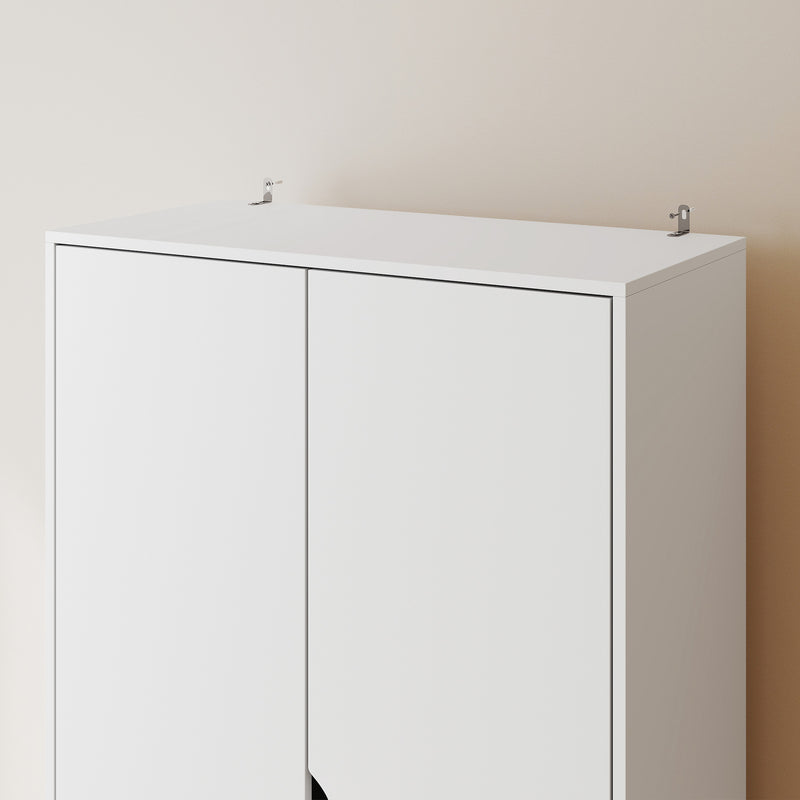 Wardrobe with Hanging Rail Shelves and Drawers for Organised Bedroom Storage White