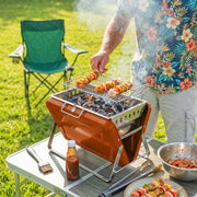 Portable Charcoal BBQ Grill for Easy Outdoor Cooking and Picnics Orange Outsunny