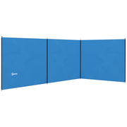 4 Pole Camping Windbreak With Steel Frame and Carry Bag For Beach or Caravan Use Blue AOSOM