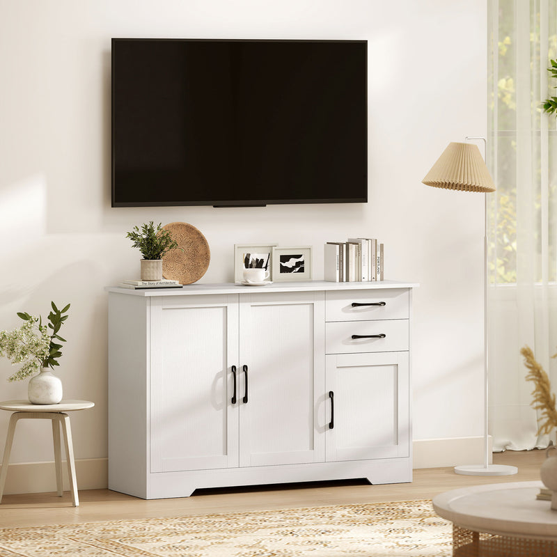Sideboard with Drawers and Cabinets for Organised Dining or Living Room Storage White AOSOM
