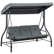 2 in 1 Garden Swing Chair and Hammock Day Bed with Adjustable Canopy Folds Flat for Outdoor Relaxing, Dark Grey Outsunny