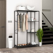 Freestanding Clothes Storage Rack With Shelves For Bedroom Or Hallway Black