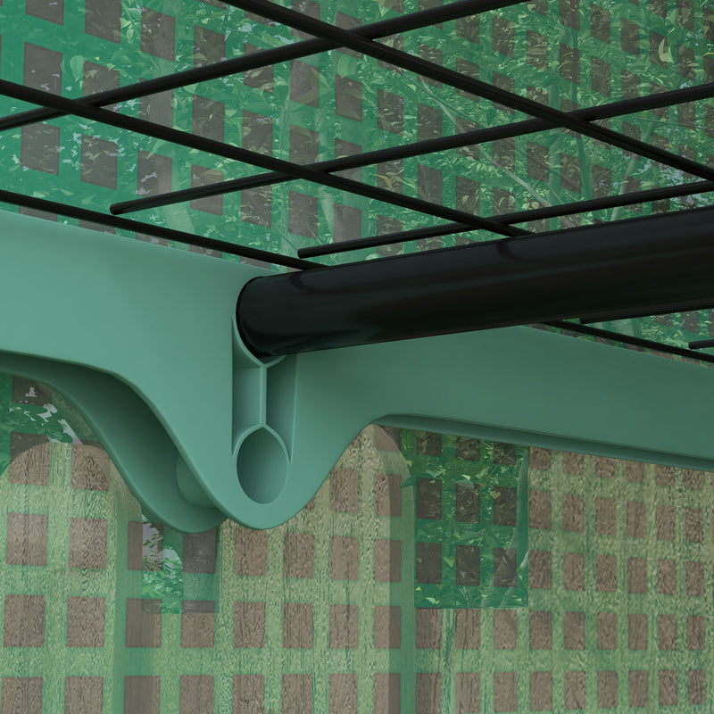 4 Tier Mini Greenhouse with Roll Up Door and Shelves for Indoor Outdoor Use Green