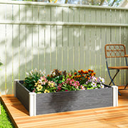Raised Garden Bed for Easy Vegetable and Flower Growing with Open Bottom Drainage, Dark Grey Outsunny