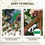 Expandable Garden Trellis Fence with Faux Eucalyptus Leaves for Patio or Balcony Privacy