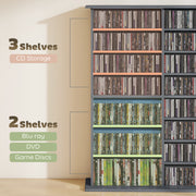 16 Compartment Media Storage Shelf With Adjustable Shelves For Home Or Office Grey