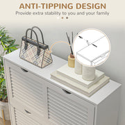 White Narrow Shoe Cabinet with 2 Flip Drawers and Adjustable Shelves for 16 Pairs by HOMCOM