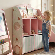 Kids Toy Storage Shelf with Book Display and Drawers for Easy Organisation Pink AOSOM