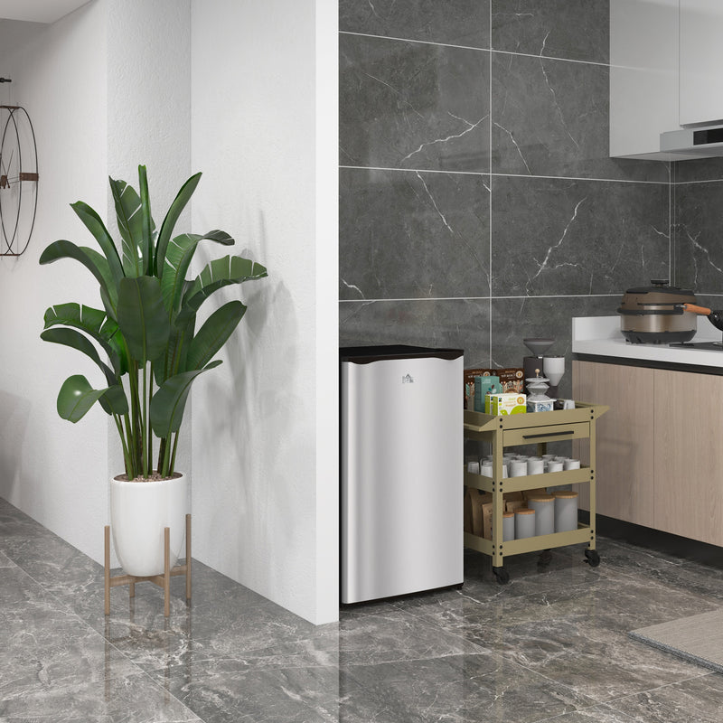 91 Litre Silver Under Counter Fridge Freezer with Chiller Box and Thermostat