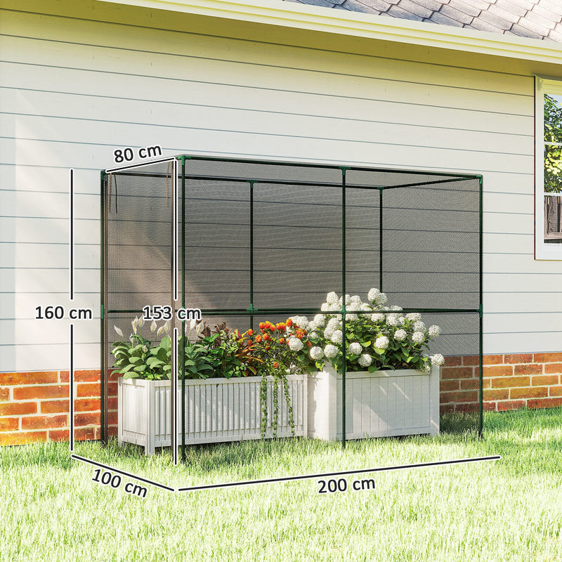 Garden Plant Protection Cage With Zipped Door Shields From Birds And Pests Black AOSOM
