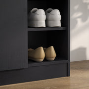 Black Shoe Storage Cabinet with Adjustable Shelves Ideal for Hallways and Bedrooms