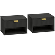 Floating Bedside Tables Set of 2 with Drawer and Shelf for Space Saving Black AOSOM