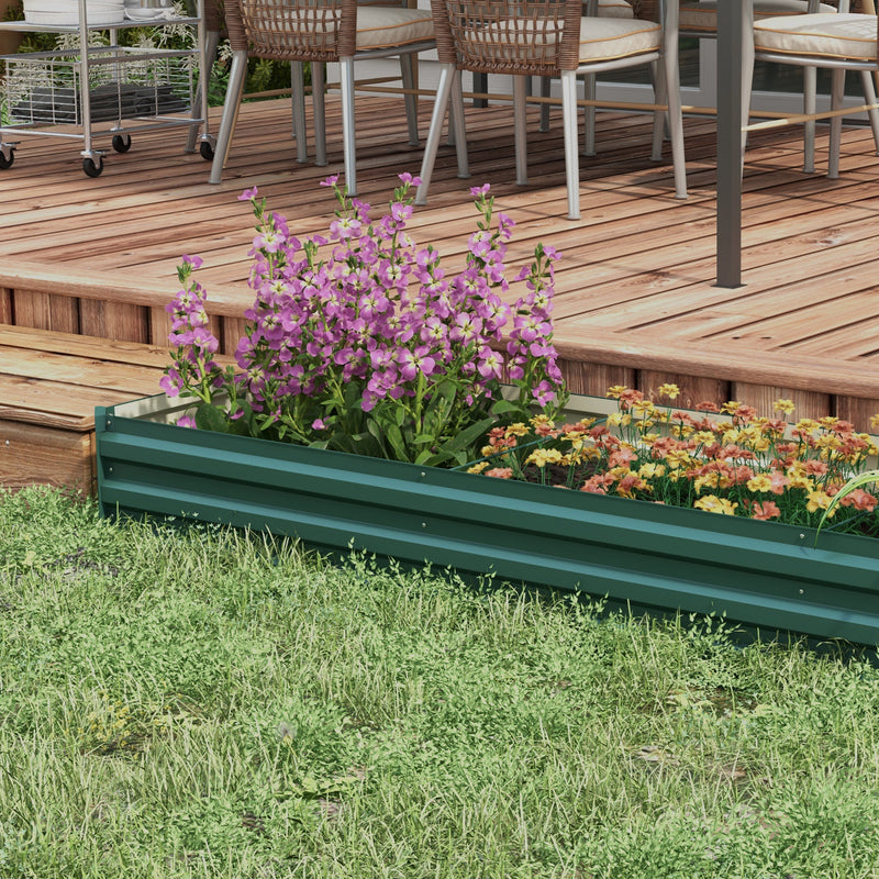 Galvanised Steel Raised Garden Bed 60 x 240cm With Open Bottom For Easy Drainage AOSOM