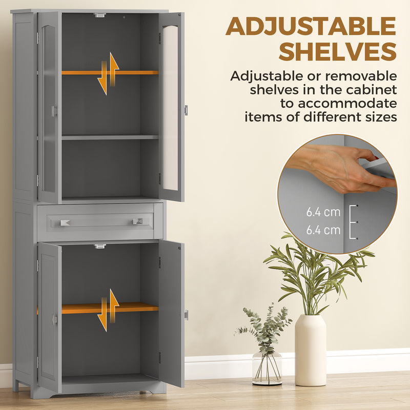 Slim Kitchen Storage Cupboard with Adjustable Shelves for Small Spaces Grey AOSOM