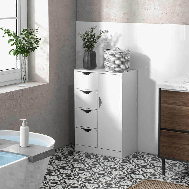 Freestanding Bathroom Storage Cabinet With Drawers And Cupboard For Home Organisation White