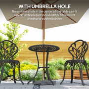 3 Piece Aluminium Garden Bistro Set for Two with Table and Chairs Bronze Tone by Outsunny