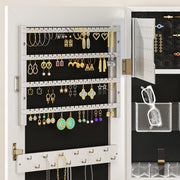 White Lockable Jewellery Cabinet with LED Lights and Black Lining 108 x 37cm by HOMCOM