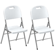 Set of Two Foldable Outdoor Chairs in White for Garden or Camping by Outsunny
