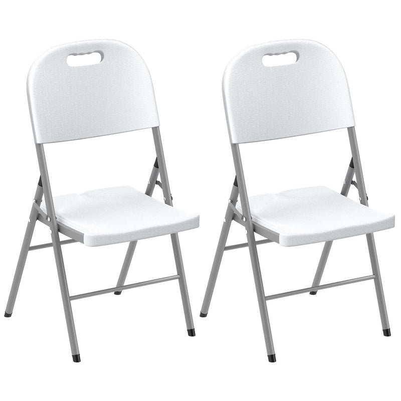 Set of Two Foldable Outdoor Chairs in White for Garden or Camping by Outsunny