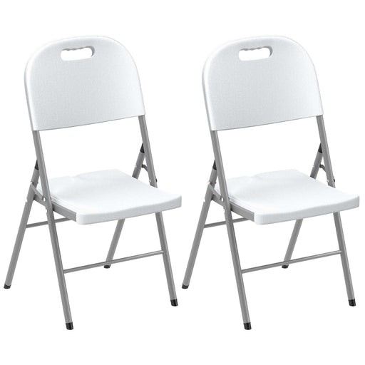 Set of Two Foldable Outdoor Chairs in White for Garden or Camping by Outsunny