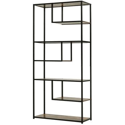 6-Shelf Wooden Bookcase Industrial Display Rack
