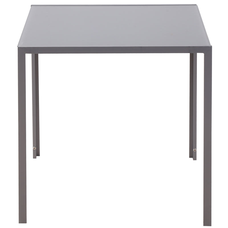 Grey Glass Top Square Dining Table for 2 to 4 People with Metal Legs for Dining Room