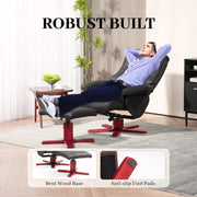 Black Faux Leather Manual Recliner Armchair with Matching Footstool Set by HOMCOM