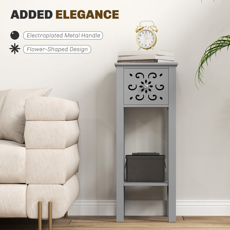 Set of Two Grey Floral Cut-Out Side Tables Elegant and Stylish by HOMCOM