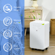 Portable 10L Dehumidifier with Air Purifier and 24H Timer for Home and Laundry Use, White