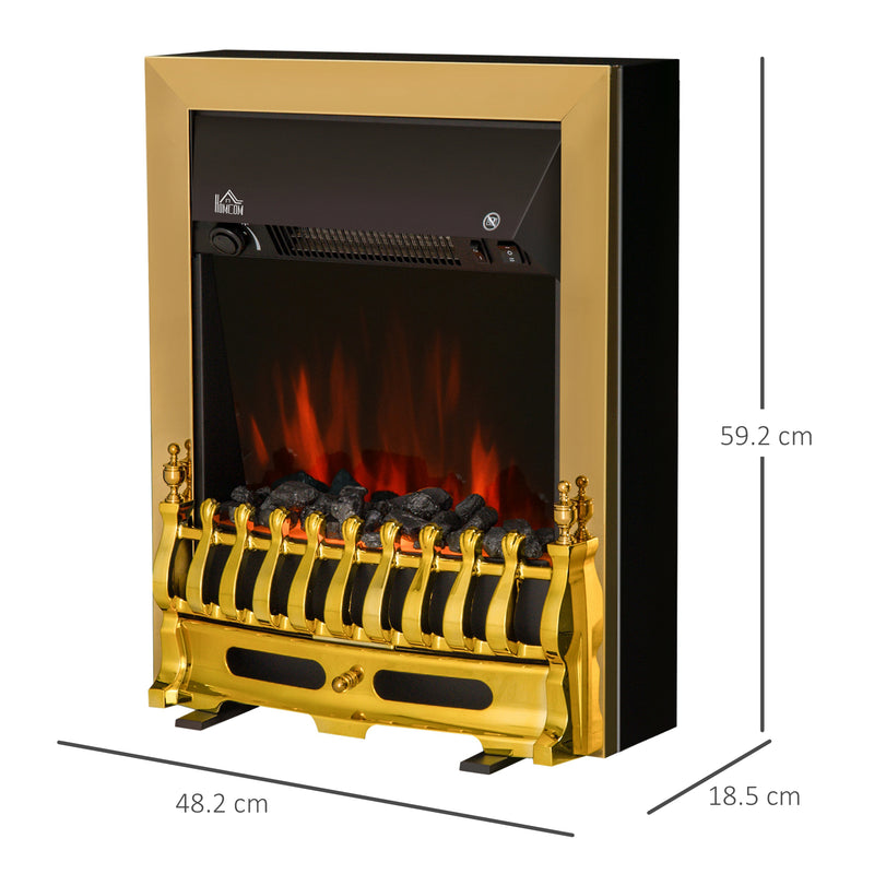 Electric Fireplace Heater with Realistic Coal Effect for Instant Living Room Warmth Golden