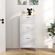 Slim Shoe Storage Cabinet with 3 Flip Drawers Space Saving Design for Hallway, White