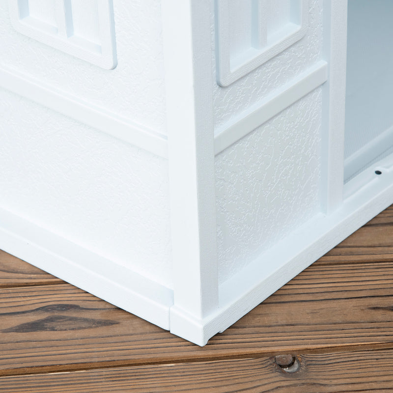 Medium Plastic Dog House Weather Resistant for Indoor and Outdoor Use White and Blue