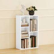 White 2 Tier Bookshelf with 5 Storage Compartments for Home or Office by HOMCOM