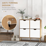 Wooden Shoe Storage Cabinet with 4 Flip Drawers Fits Up to 16 Pairs Natural