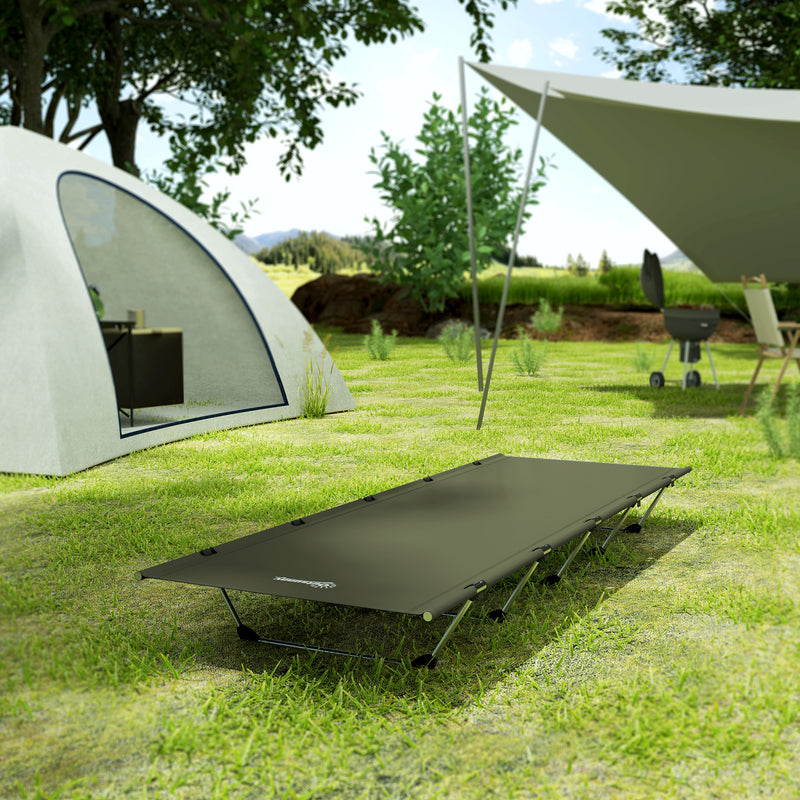 Camping Bed Foldable Off Ground for Comfortable Sleep with Carry Bag Dark Green