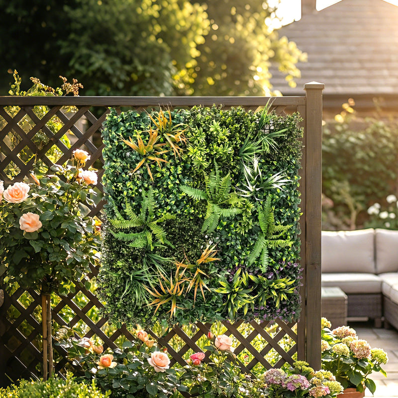 Artificial Hedge Panel for Garden Privacy and Low Maintenance Greenery 100 x 100 cm Green Outsunny