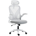Ergonomic Office Chair With Adjustable Headrest And Foldable Backrest For Home Work Light Grey AOSOM