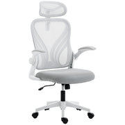 Ergonomic Office Chair With Adjustable Headrest And Foldable Backrest For Home Work Light Grey AOSOM