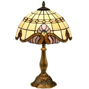 Handmade Stained Glass Table Lamp for Bedroom or Living Room with Antique Design, Purple